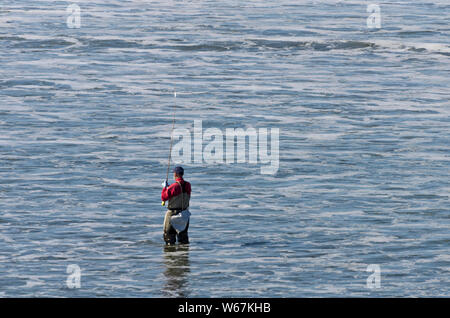 O: Lincoln County, costa del Pacifico, area Yachats Yachats, parco dello stato. Pesca sul surf Foto Stock