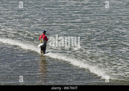 O: Lincoln County, costa del Pacifico, area Yachats Yachats, parco dello stato. Pesca sul surf Foto Stock