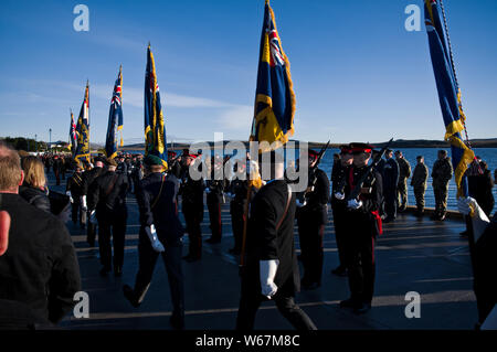 2018 Festa della Liberazione celebrazioni a Stanley, capitale delle Isole Falkland. Foto Stock