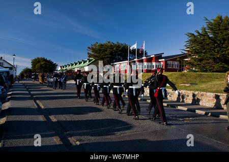 2018 Festa della Liberazione celebrazioni a Stanley, capitale delle Isole Falkland. Foto Stock