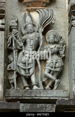 La scultura a Belur tempio vicino Bengaluru (Bangalore),Karnataka, India. Foto Stock