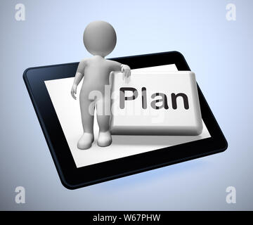 Concetto di piano icona significa preparazione e organizzazione di un progetto. Regime o blueprint degli obiettivi strategici - 3d illustrazione Foto Stock