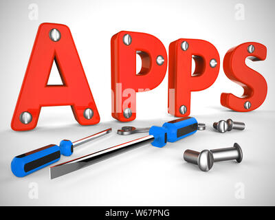 App store concept o applicazione software icona significa mobile o sviluppo di internet. I programmi su un computer o smartphone - 3d illustrazione Foto Stock