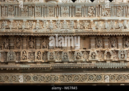 La scultura a Belur tempio vicino Bengaluru (Bangalore),Karnataka, India. Foto Stock