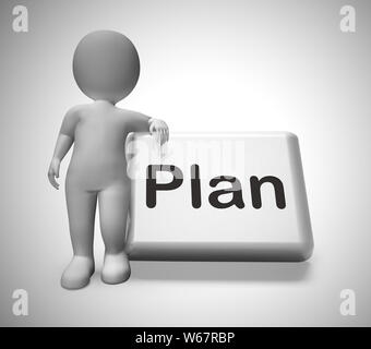 Concetto di piano icona significa preparazione e organizzazione di un progetto. Regime o blueprint degli obiettivi strategici - 3d illustrazione Foto Stock