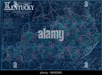 0120 Railroad mappe Lloyd's mappa ufficiale dello Stato del Kentucky compilato da indagini reali e i documenti ufficiali che mostra ogni ferrovia strada strada ferrovia stazione con le distanze tra ciascuna stazione anche invertite Foto Stock