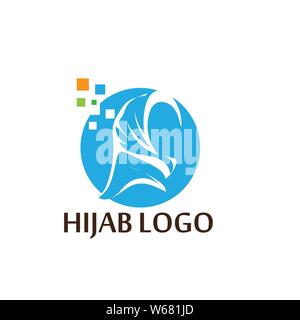 Il hijab logo e icona di simbolo illustrazione vettoriale design Illustrazione Vettoriale