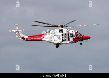 Bristow elicotteri AgustaWestland AW189 con registrazione G-MCGV in funzionamento per la Guardia Costiera britannica Foto Stock