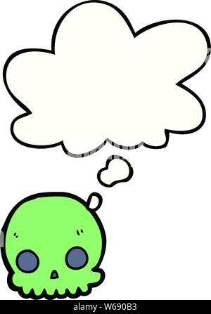 Cartoon cranio con fumetto pensiero Illustrazione Vettoriale