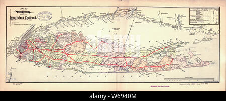 0292 Railroad Maps Mappa di Long Island che mostra la ferrovia di Long Island a ricostruire e riparare Foto Stock