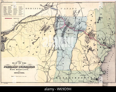 0364 Railroad Maps Mappa di Portland e Ogdensburg ferrovia strada linea e collegamenti a ricostruire e riparare Foto Stock