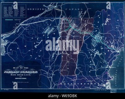 0364 Railroad Maps Mappa di Portland e Ogdensburg ferrovia strada linea invertita e la ricostruzione e la riparazione Foto Stock