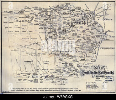 0387 Railroad Maps Mappa di South Pacific Rail Road Co del Missouri ricostruire e riparare Foto Stock