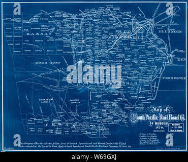 0387 Railroad Maps Mappa di South Pacific Rail Road Co di ricostruire invertita e la riparazione Foto Stock