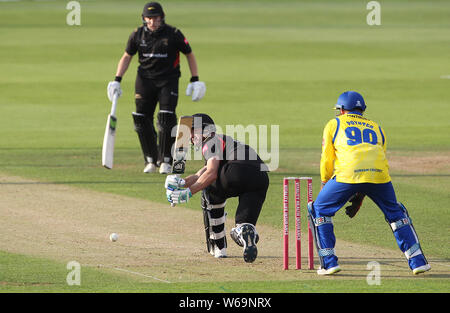 CHESTER LE STREET, Inghilterra 31 luglio Colin Ackermann di Leicester Volpi batting durante la vitalità T20 Blast match tra Durham County Cricket Club e Leicester Volpi a Emirates Riverside, Chester le street mercoledì 31 luglio 2019. (Credit: Mark Fletcher | MI News) Credito: MI News & Sport /Alamy Live News Foto Stock