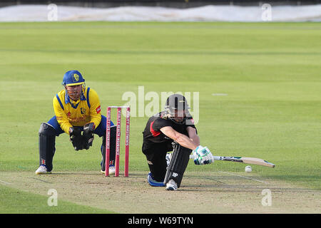 CHESTER LE STREET, Inghilterra 31 luglio Colin Ackermann 0le batting durante la vitalità T20 Blast match tra Durham County Cricket Club e Leicester Volpi a Emirates Riverside, Chester le street mercoledì 31 luglio 2019. (Credit: Mark Fletcher | MI News) Credito: MI News & Sport /Alamy Live News Foto Stock