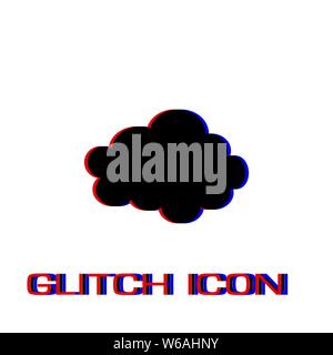 Icona a forma di nuvola piatta. Pittogramma di semplice - effetto di glitch. Illustrazione Vettoriale simbolo Illustrazione Vettoriale