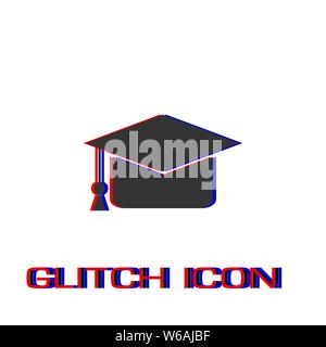Graduazione icona tappo piatto. Pittogramma di semplice - effetto di glitch. Illustrazione Vettoriale simbolo Illustrazione Vettoriale
