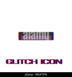 Icona di pettine piatto. Pittogramma di semplice - effetto di glitch. Illustrazione Vettoriale simbolo Illustrazione Vettoriale