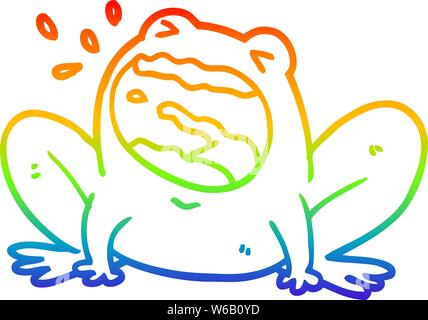 Rainbow linea di sfumatura di disegno di un cartoon gridando di rana Illustrazione Vettoriale