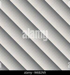 Vector seamless pattern. Moderna tessitura diagonale. Griglia di ripetizione con punti e linee tratteggiate di aumentare e diminuire le dimensioni. La gradazione da bigg Illustrazione Vettoriale