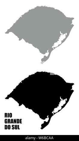 Rio Grande do Sul Stato silhouette mappe isolati su sfondo bianco, Brasile Illustrazione Vettoriale