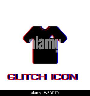 T-shirt icona piatta. Pittogramma di semplice - effetto di glitch. Illustrazione Vettoriale simbolo Illustrazione Vettoriale