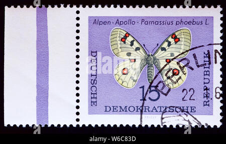 La Germania est francobollo - Piccolo Apollo Butterfly Foto Stock