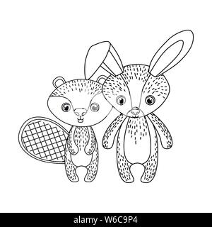 Silhouette di animali con una ghirlanda di sfondo Illustrazione Vettoriale