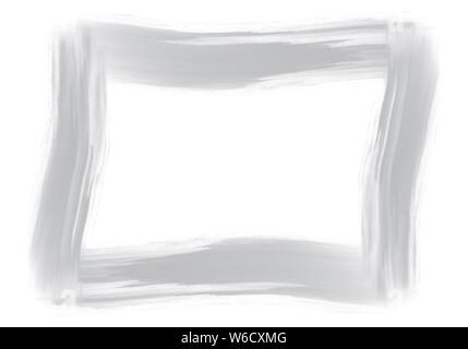 Grigio argento disegnati a mano deformato vernice acrilica pennellata telaio modello di confine Foto Stock