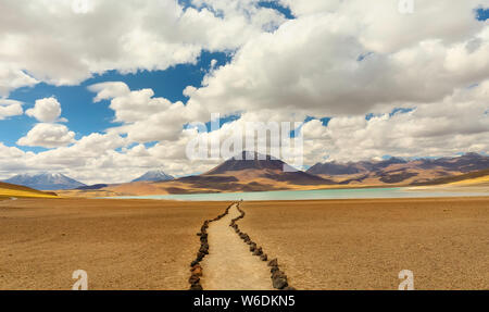 Laguna Miscanti. Salt Lake e Montagne Paesaggio, Atacama Altiplana deserto. Il Cile, Sud America Foto Stock