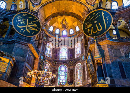 Interno di Hagia Sophia a Istanbul, Fatih, Turchia Foto Stock