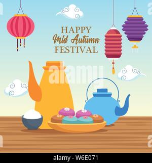 Metà autunno festival cinese cartoon Illustrazione Vettoriale