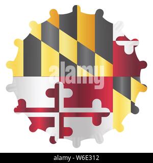 Un tipico bicchiere di metallo tappo della bottiglia in Maryland bandiera di stato colori isolati su sfondo bianco Illustrazione Vettoriale