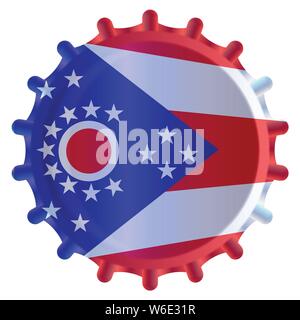 Un tipico bicchiere di metallo tappo della bottiglia in Ohio State flag colori isolati su sfondo bianco Illustrazione Vettoriale
