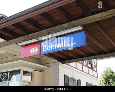 Bahnhof A Beinwil am See, Kanton Argovia, Schweiz, Europa Foto Stock
