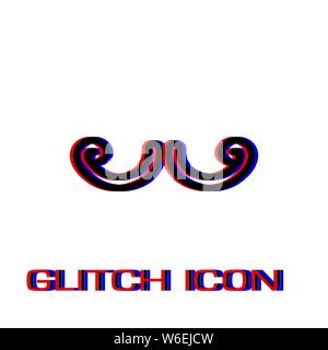 Icona di baffi piatto. Pittogramma di semplice - effetto di glitch. Illustrazione Vettoriale simbolo Illustrazione Vettoriale