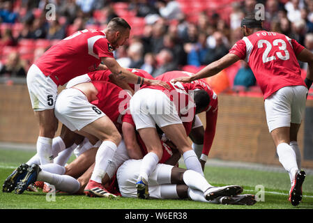 10/05/2019. Salford City FC battito Fylde AFC in 18/19 Lega Nazionale dei playoff finale per raggiungere EFL2. Foto Stock