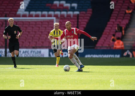 10/05/2019. Salford City FC battito Fylde AFC in 18/19 Lega Nazionale dei playoff finale per raggiungere EFL2. Foto Stock