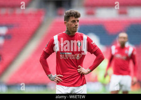 10/05/2019. Salford City FC battito Fylde AFC in 18/19 Lega Nazionale dei playoff finale per raggiungere EFL2. Foto Stock