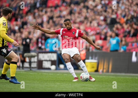 10/05/2019. Salford City FC battito Fylde AFC in 18/19 Lega Nazionale dei playoff finale per raggiungere EFL2. Foto Stock