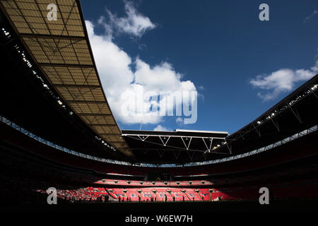 10/05/2019. Salford City FC battito Fylde AFC in 18/19 Lega Nazionale dei playoff finale per raggiungere EFL2. Foto Stock