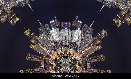 Panorama telaio forma radiale realizzata da San Francisco di Notte Foto Stock