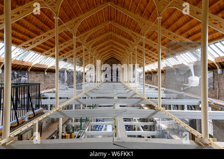 Il Victorian struttura di tetto a Verdant Works Museo di iuta, Dundee, Scotland, Regno Unito. Foto Stock