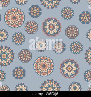 Pattern vettoriale senza giunture con mandala disegnata a mano Illustrazione Vettoriale