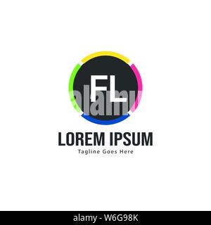 Iniziale logo FL Modello con telaio moderno. FL minimalista lettera logo illustrazione vettoriale design Illustrazione Vettoriale