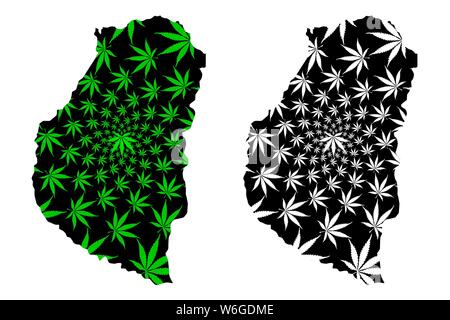 Entre Rios (regione di Argentina, Repubblica argentina, Province dell'Argentina) mappa è progettato Cannabis leaf verde e nero, provincia di Entre Ríos mappa ma Illustrazione Vettoriale