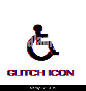 Icona disabilitata piatta. Pittogramma di semplice - effetto di glitch. Illustrazione Vettoriale simbolo Illustrazione Vettoriale