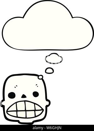 Cartoon cranio con fumetto pensiero Illustrazione Vettoriale