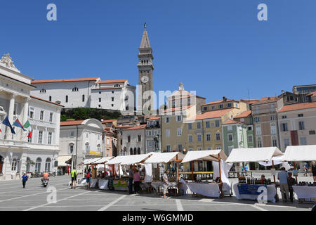 Tartini Square a Pirano, Slovenia Foto Stock